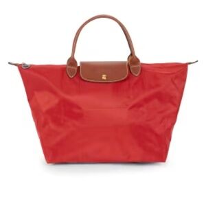 Longchamp Le Pliage Large Top Handle Tote/Satchel in Garance Red